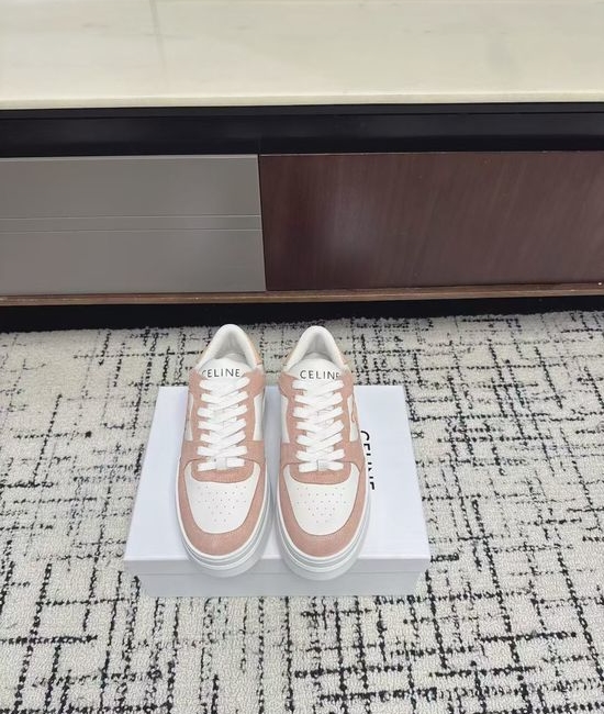 Celine Platform Leather Casual White Sneakers Comfortable Daily Shoes
