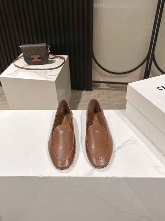 Celine Soft Leather Slip On Loafers Classic Versatile Daily Shoes
