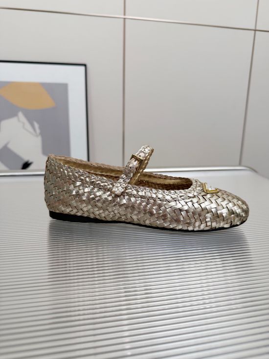 Prada Hand-Woven Ballet Flat with Leather Lining
