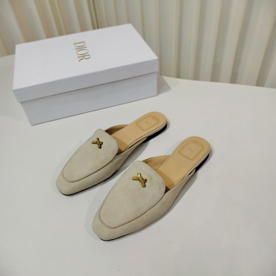 Christian Dior Bow Decor Leather Mules With Soft Insole