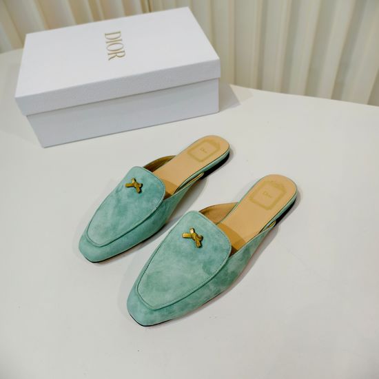 Christian Dior Bow Decor Leather Mules With Soft Insole