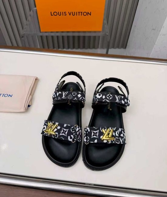 Louis Vuitton LV Premium Cowhide Leather Lined Platform Slides