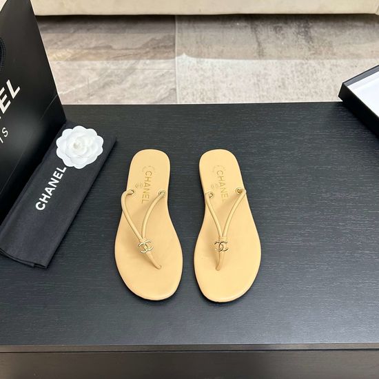 Chanel Embellished Logo Flat Thong Casual Sandals