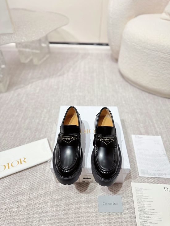 Christian Dior Premium Leather Classic Logo Casual Loafers