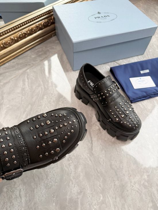 Prada Genuine Leather Casual Daily Footwear with Comfortable Insole