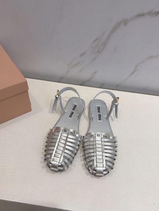 Miu Miu Woven Closed Toe Breathable Comfort Flat Sandals