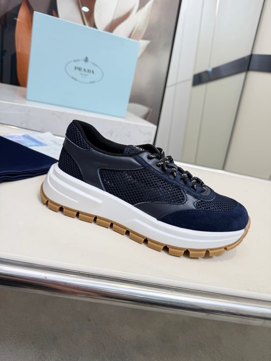 Prada Classic Premium Leather Casual Versatile Daily Sneakers