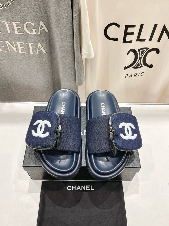 Chanel High Quality Canvas Upper Comfortable Casual Slides