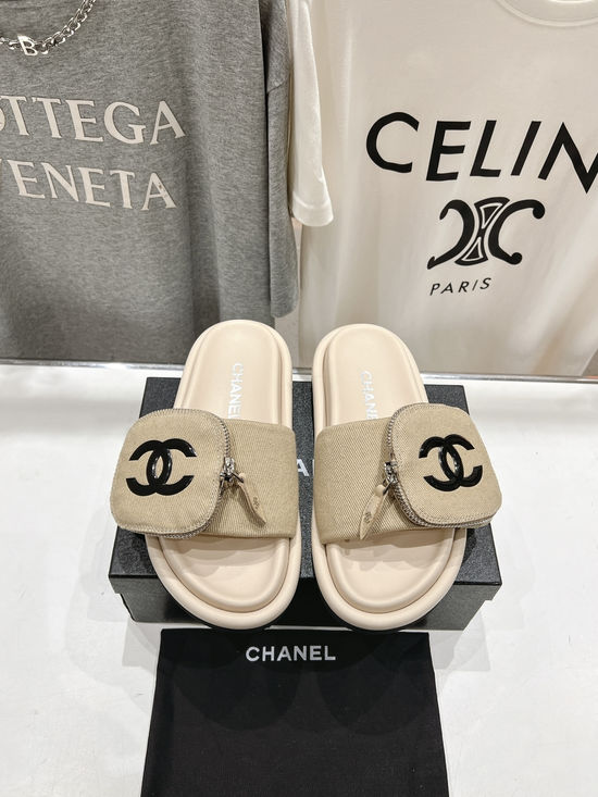 Chanel High Quality Canvas Upper Comfortable Casual Slides