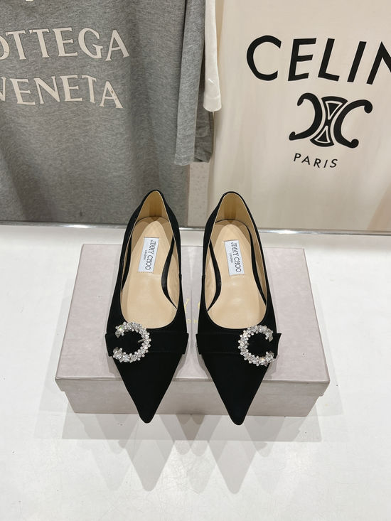 Jimmy Choo Classic Pointed Toe Suede Flat Shoes