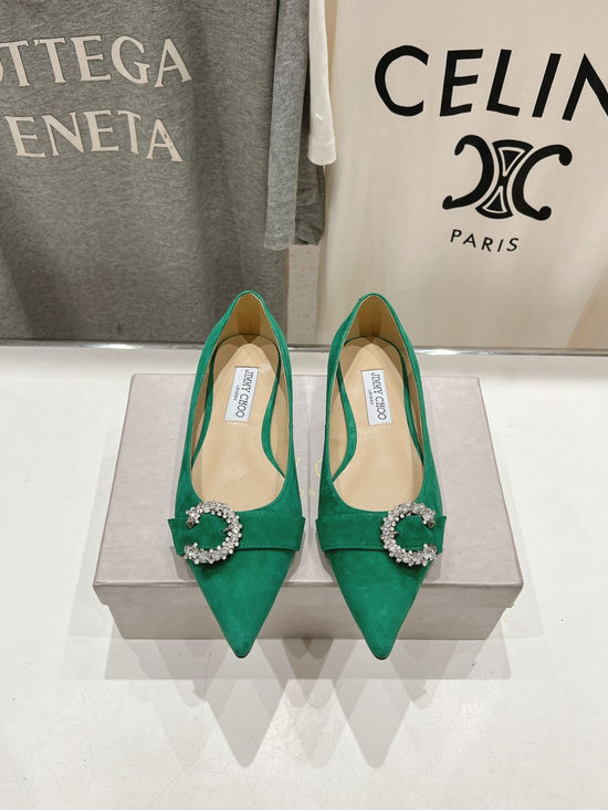 Jimmy Choo Classic Pointed Toe Suede Flat Shoes