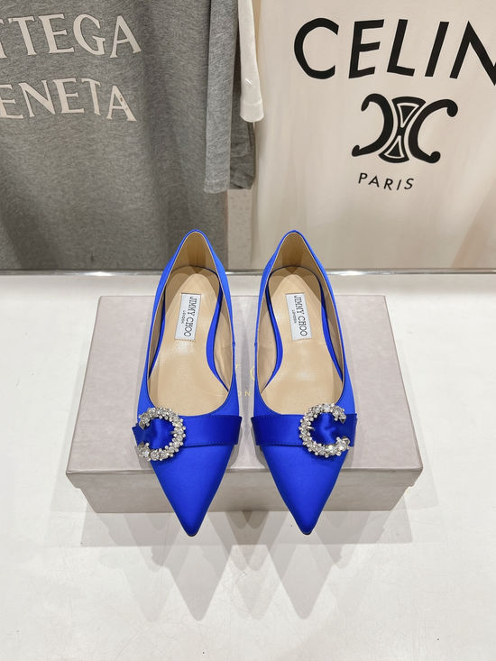 Jimmy Choo Classic Pointed Toe Leather Flat Shoes