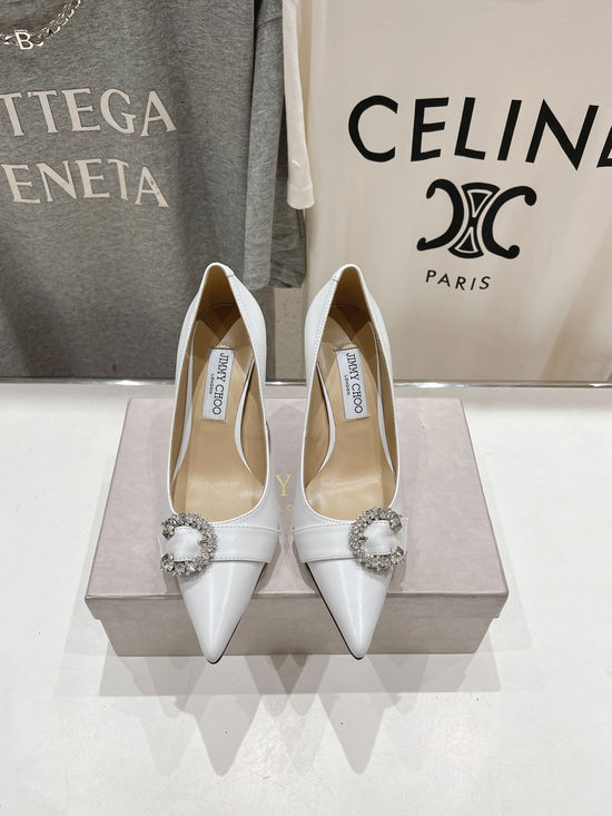 Jimmy Choo Classic Pointed Toe Leather High Heel Pumps