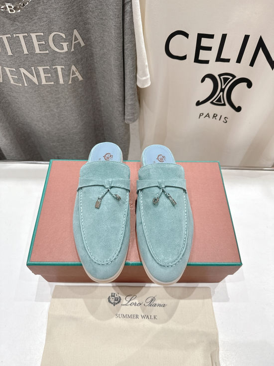 Loro Piana Classic Suede Mules Soft Sole Breathable Versatile Casual Shoes