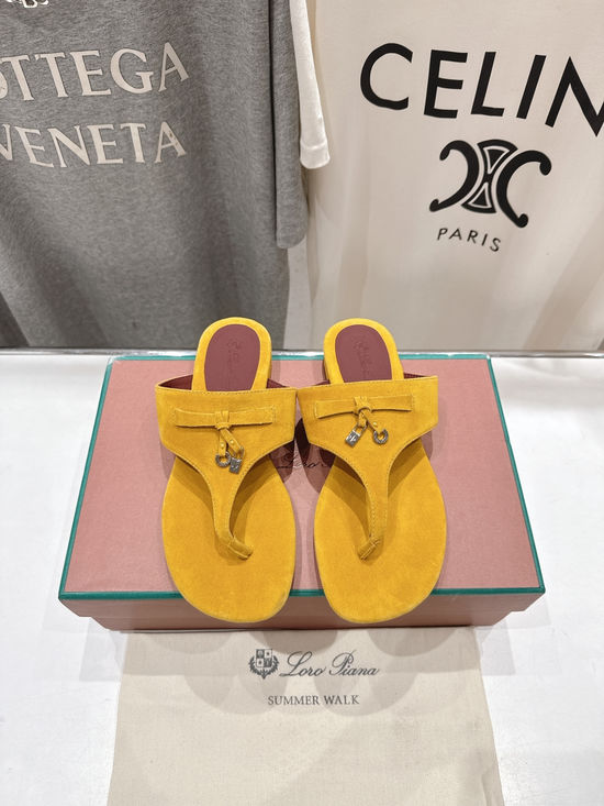 Loro Piana Suede Flip Flops Soft Comfortable Lightweight Casual Beach Shoes