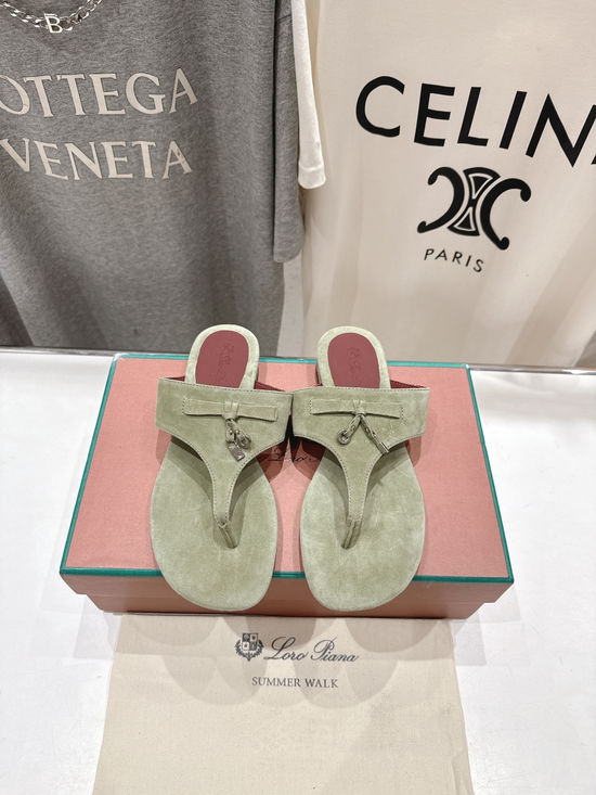 Loro Piana Suede Flip Flops Soft Comfortable Lightweight Casual Beach Shoes