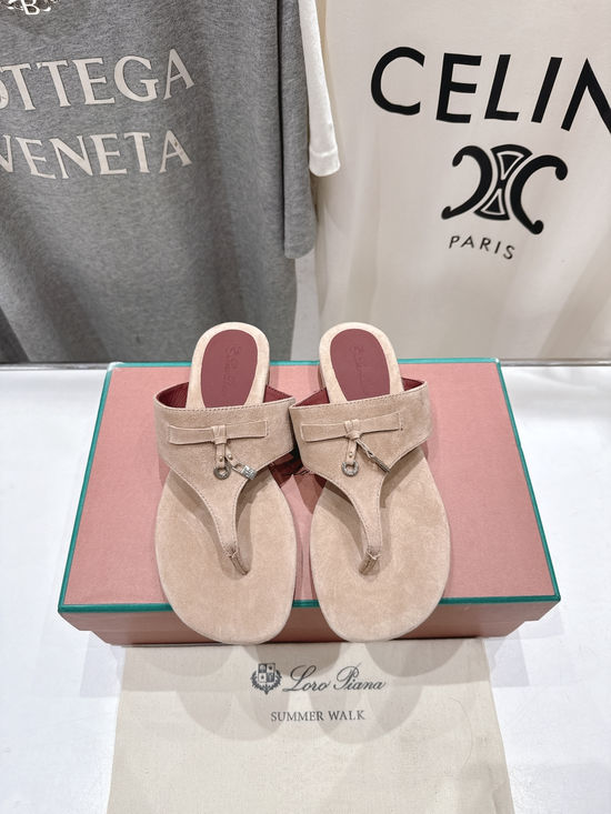 Loro Piana Suede Flip Flops Soft Comfortable Lightweight Casual Beach Shoes