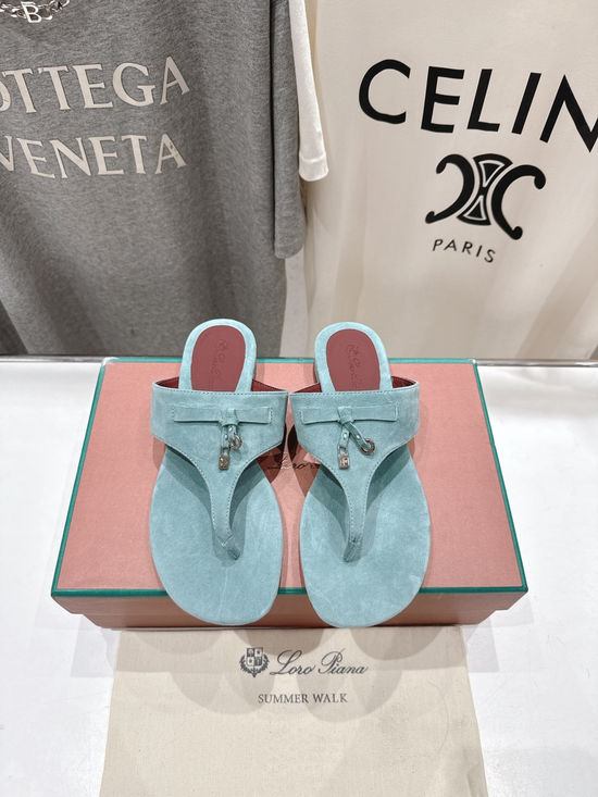 Loro Piana Suede Flip Flops Soft Comfortable Lightweight Casual Beach Shoes