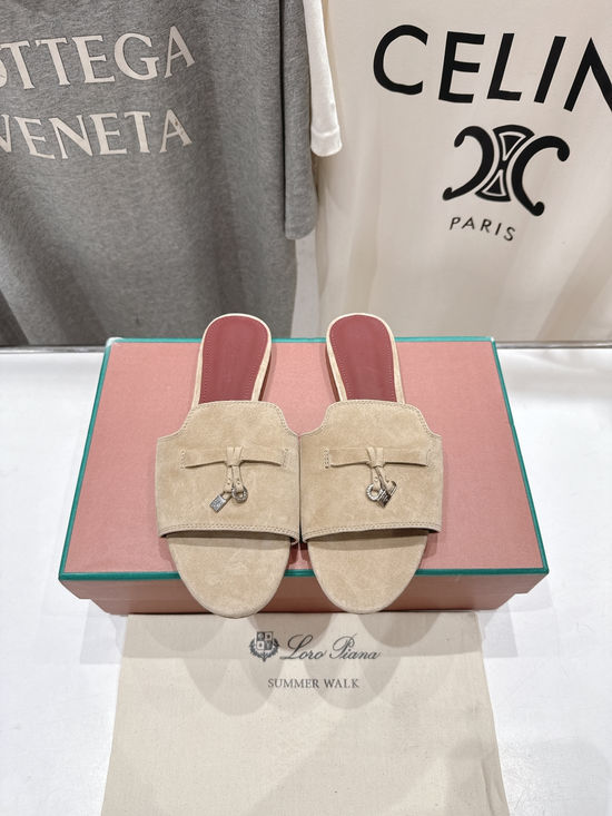 Loro Piana Premium Suede Slide Sandals Soft Comfortable Non-slip Daily Shoes