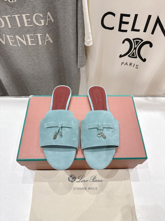 Loro Piana Premium Suede Slide Sandals Soft Comfortable Non-slip Daily Shoes