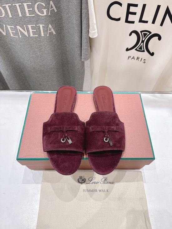 Loro Piana Premium Suede Slide Sandals Soft Comfortable Non-slip Daily Shoes