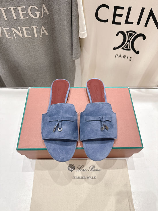 Loro Piana Premium Suede Slide Sandals Soft Comfortable Non-slip Daily Shoes