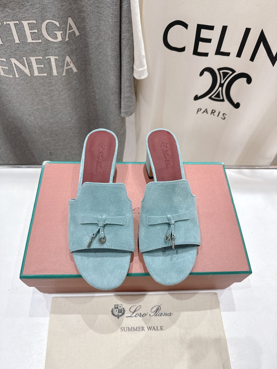Loro Piana Elegant Suede High Heel Slides Premium Soft Sole Comfortable Shoes