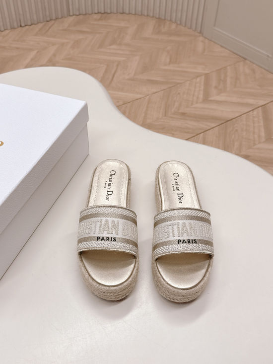 Christian Dior Embroidered Thick Sole Open Toe Slide Sandals