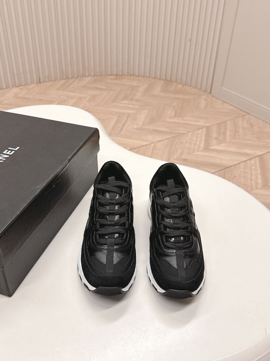 Chanel Leather Upper Platform Sneakers Breathable Lining Casual Daily Footwear