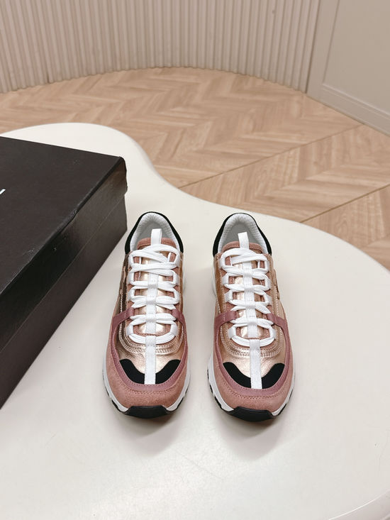 Chanel Leather Upper Platform Sneakers Breathable Lining Casual Daily Footwear