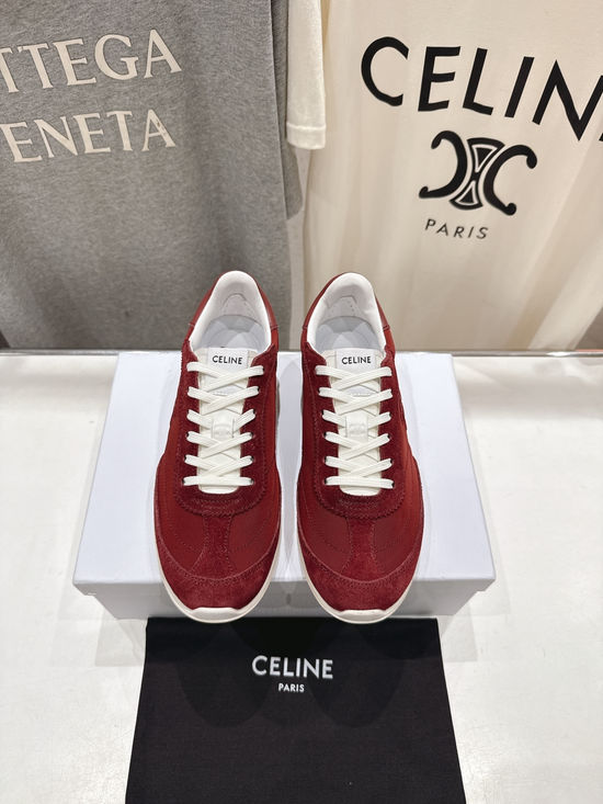 Celine Comfortable Lace-Up Casual Sneakers Versatile White Shoes