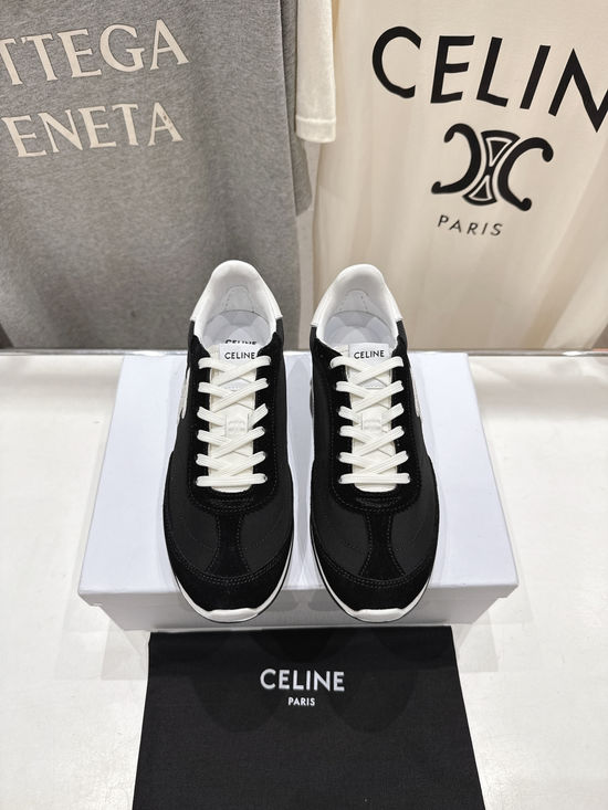 Celine Comfortable Lace-Up Casual Sneakers Versatile White Shoes