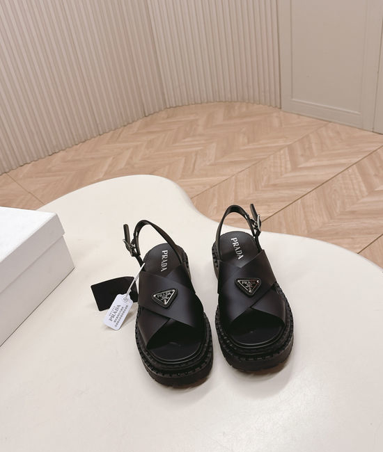 Prada Genuine Leather Non-slip Platform Fashion Sandals