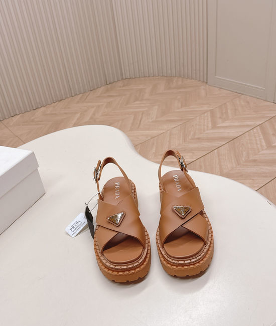 Prada Genuine Leather Non-slip Platform Fashion Sandals
