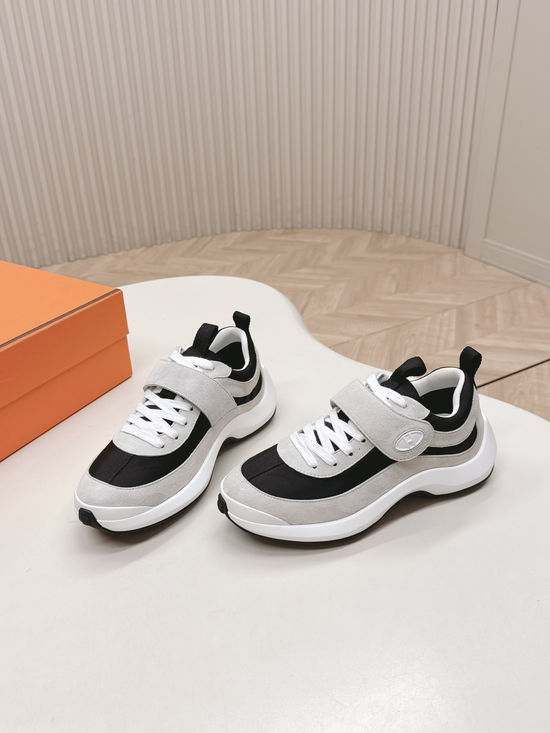 Hermes Velcro Leather Casual Sneakers Lightweight Soft Comfortable Sole