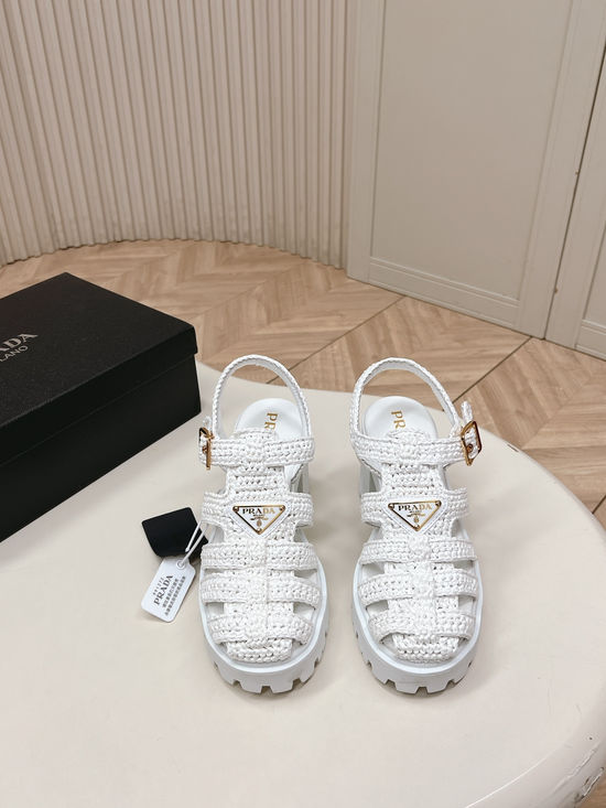 Prada Woven Open Toe Non Slip Comfortable Sandals