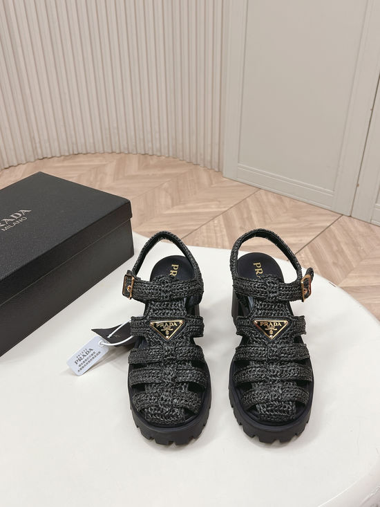Prada Woven Open Toe Non Slip Comfortable Sandals
