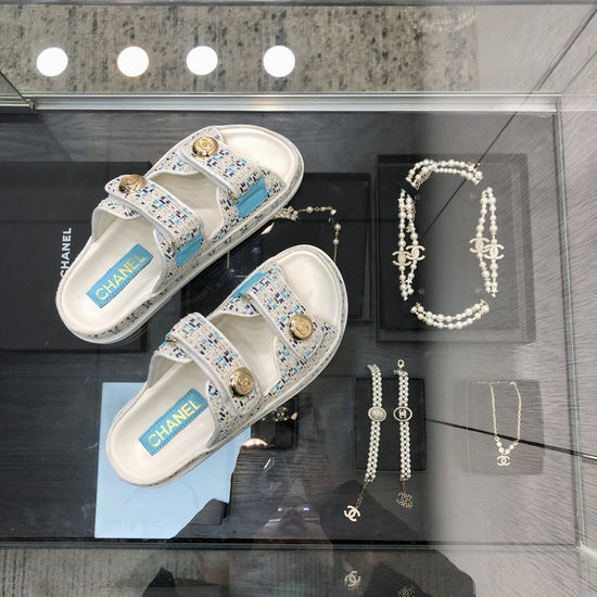 Prada Woven Fabric Hook And Loop Slides