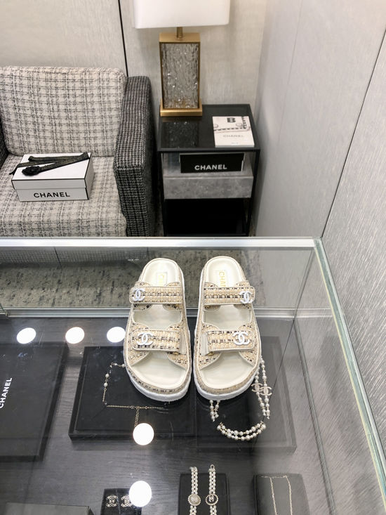 Hermes Woven Fabric Hook And Loop Sandals
