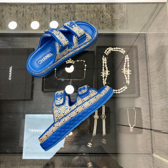 Hermes Woven Fabric Hook And Loop Sandals