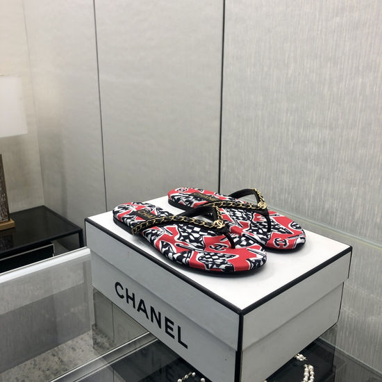 Chanel Premium Suede Fabric Flip Flops with Leather Sole
