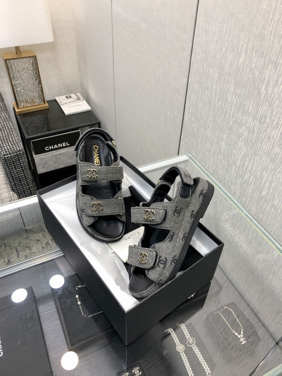 Prada Denim Printed Hook And Loop Sandals