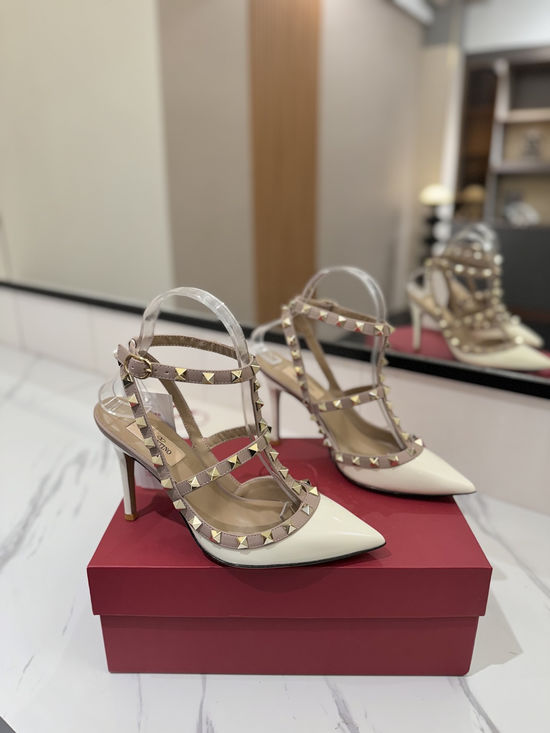 Valentino Patent Leather Ankle Strap Studded Sandals High Heel