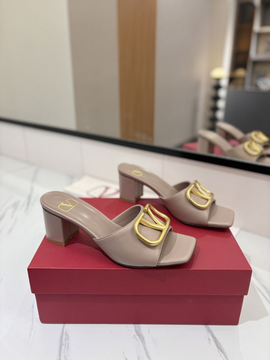 Valentino Chunky Heel Slide Sandals Comfortable Daily Wear
