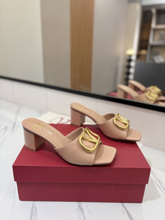 Valentino Chunky Heel Slide Sandals Comfortable Daily Wear