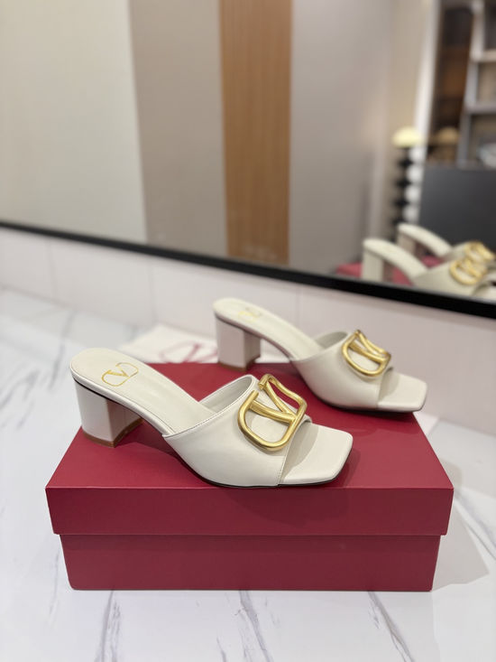 Valentino Chunky Heel Slide Sandals Comfortable Daily Wear