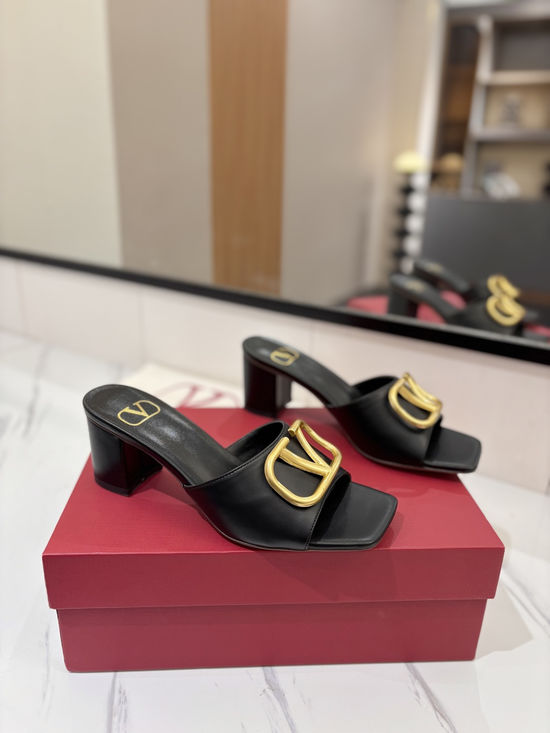 Valentino Chunky Heel Slide Sandals Comfortable Daily Wear
