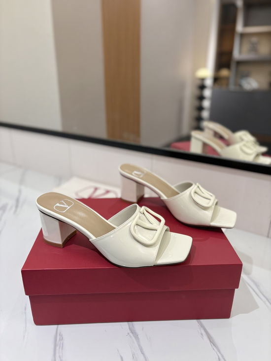 Valentino Chunky Heel Slide Sandals Comfortable Daily Wear