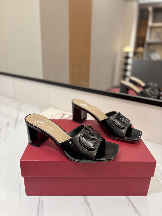 Valentino Chunky Heel Slide Sandals Comfortable Daily Wear