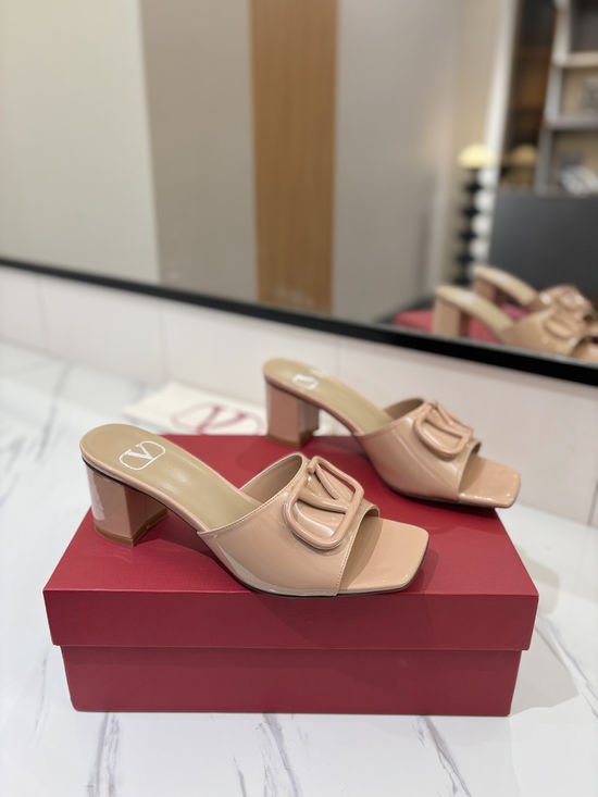 Valentino Chunky Heel Slide Sandals Comfortable Daily Wear